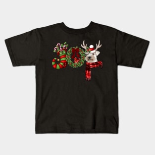 Christmas Joy Dwarf Stocking Reindeer Miniature Schnauzer Kids T-Shirt